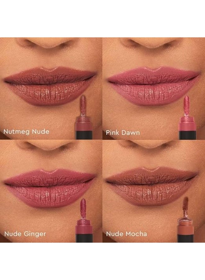 كيرو مجموعة أحمر الشفاه السائل غير اللامع من كيرو فور بلاي - رباعية الألوان، 6 مل | 4 درجات لونية نيود | يدوم طويلاً، مقاوم للتلطخ، مرطب، خفيف الوزن | غني بزيت الأفوكادو والمشمش - Image 4